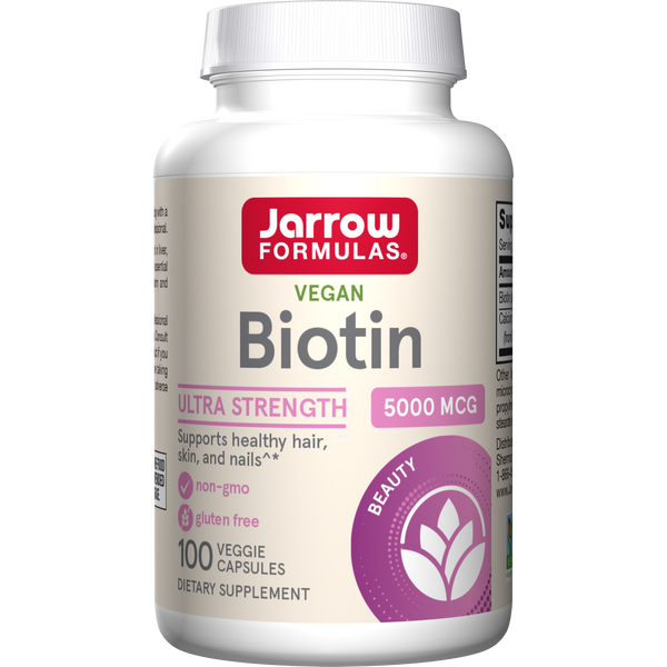 Jarrow Formulas Biotin, 100 Veggie Capsules Bottle