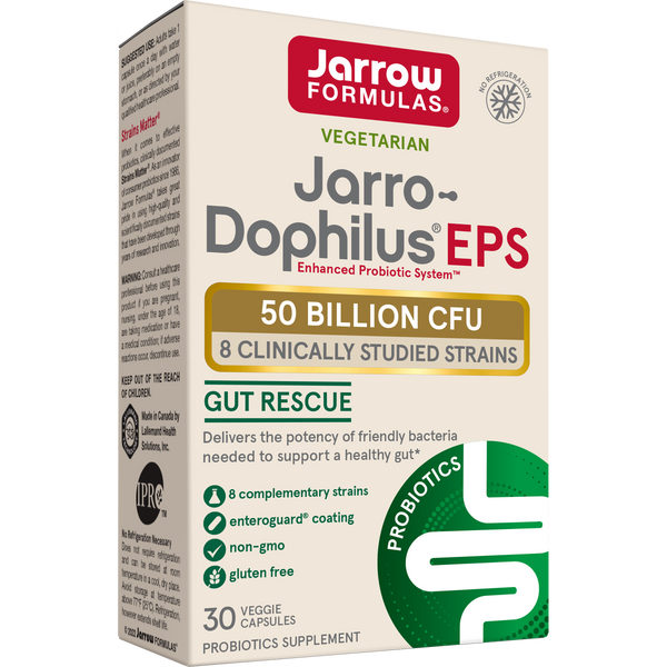 Jarrow Formulas Jarro-Dophilus® EPS 50 Billion CFU, 30 Enteric Coated Veggie Capsules Box