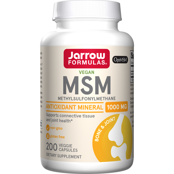 Jarrow Formulas MSM Veggie Capsules, 1000mg, 200ct Bottle