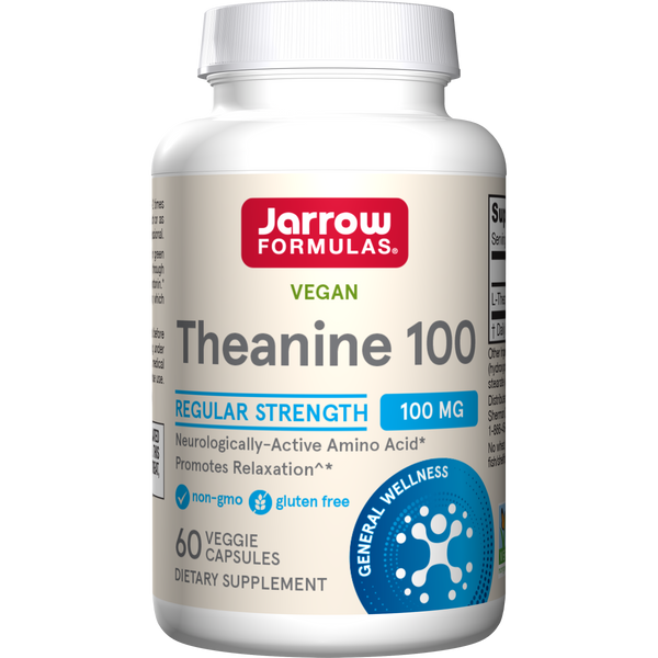 Jarrow Formulas Theanine 100 100 mg, 60 Veggie Capsules Bottle