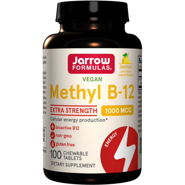 Jarrow Formulas Methyl B-12 Lemon 1000 mcg, 100 Chewable Tablets Bottle