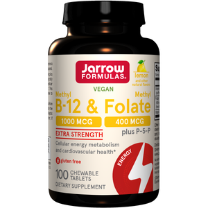 Jarrow Formulas Methyl B-12 & Methyl Folate Lemon, 100 Chewable Tablets Bottle