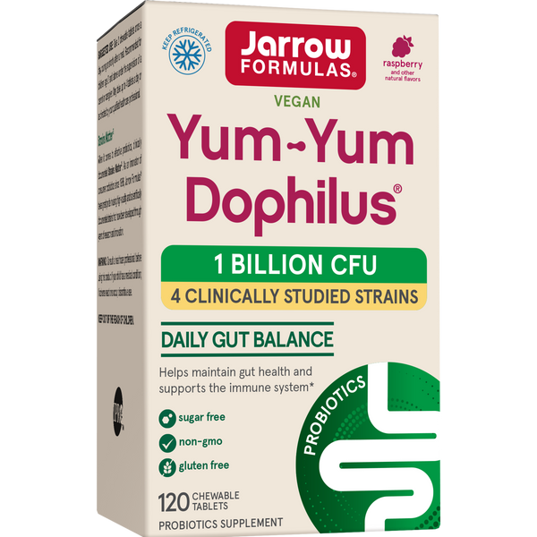 Jarrow Formulas Yum-Yum Dophilus® Natural Raspberry Chewable Tablets, 1 Billion CFU, 120ct Box