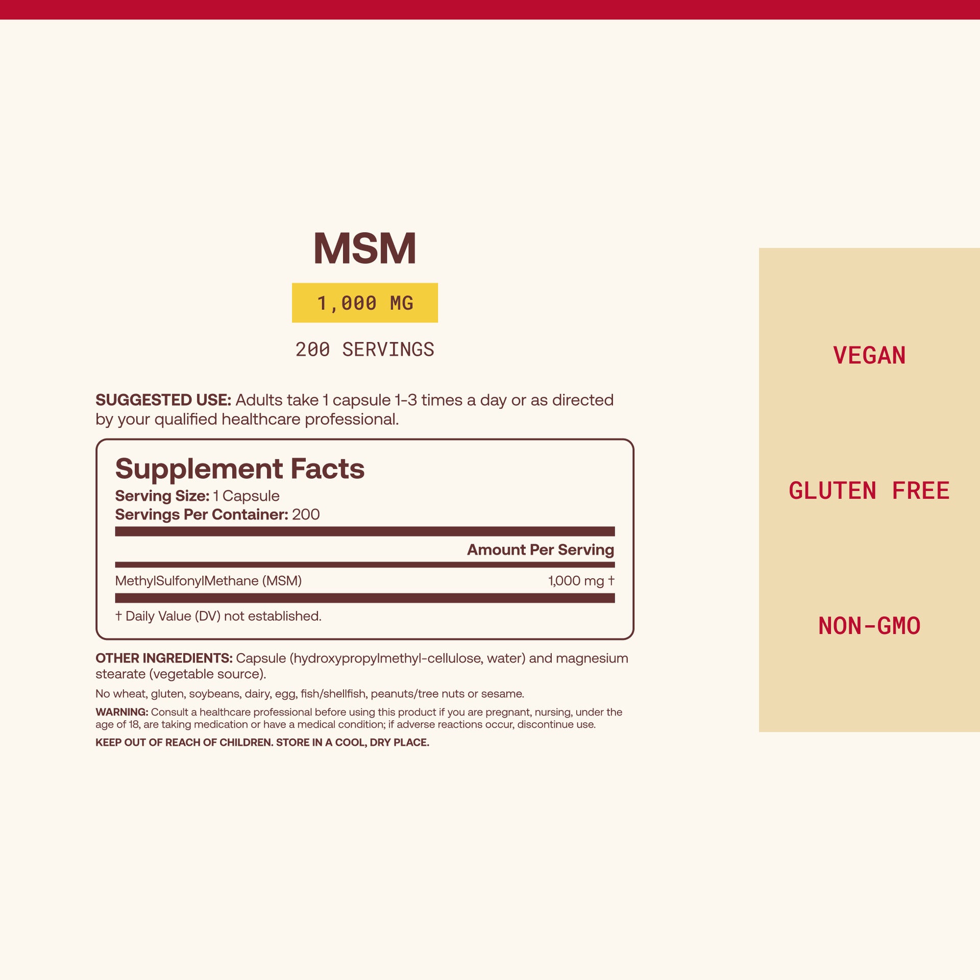 MSM - 1000mg Veggie Capsules