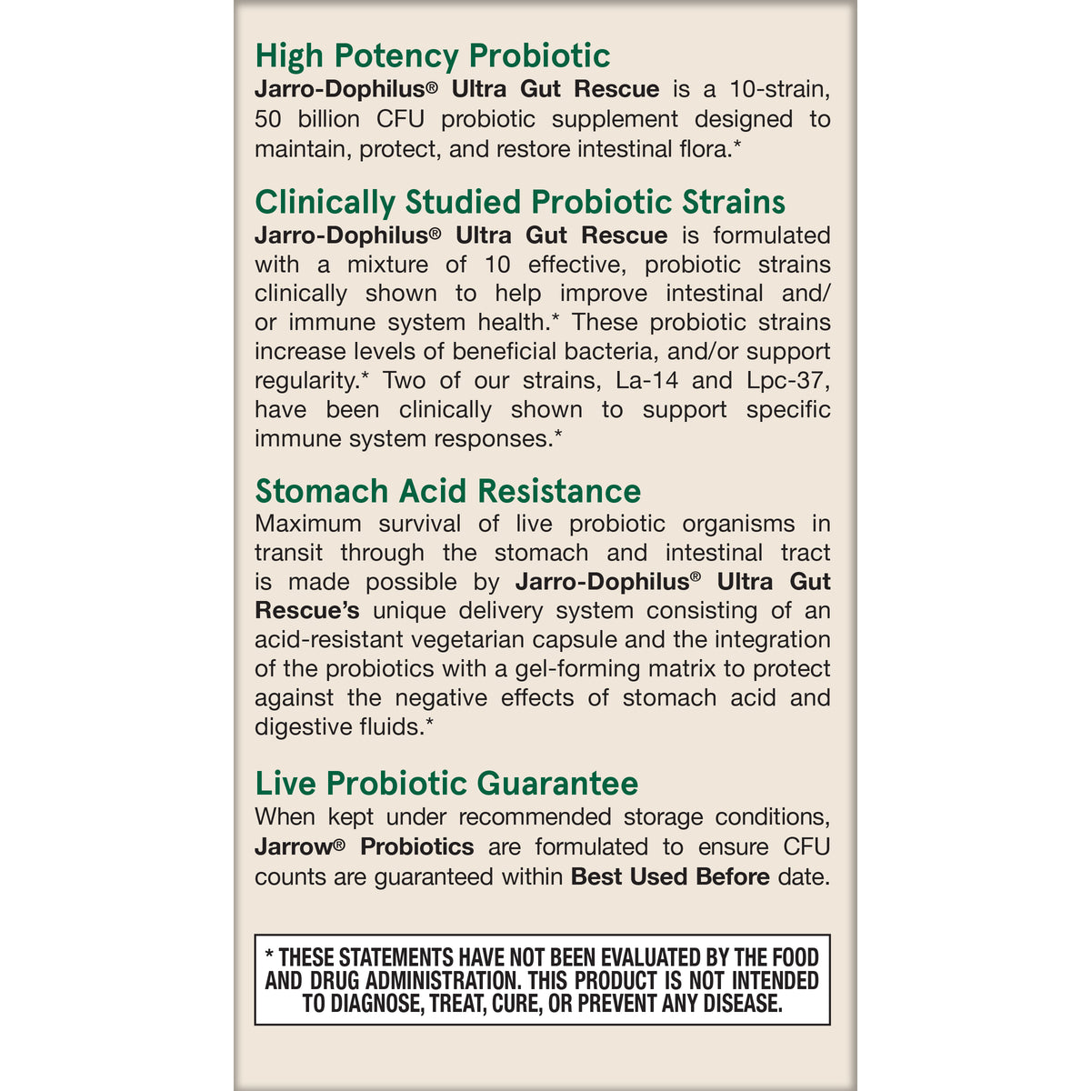 Jarro-Dophilus® Ultra Gut Rescue - 50 Billion CFU (Refrigerated)