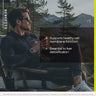 Benefits graphic with a man in sunglasses seated outdoors in front of pine trees and mountains