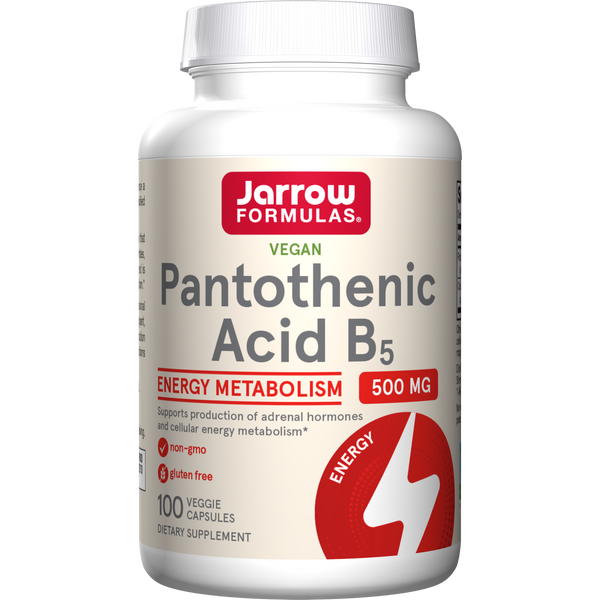 Jarrow Formulas Pantothenic Acid B5 500 mg, 100 Veggie Capsules Bottle