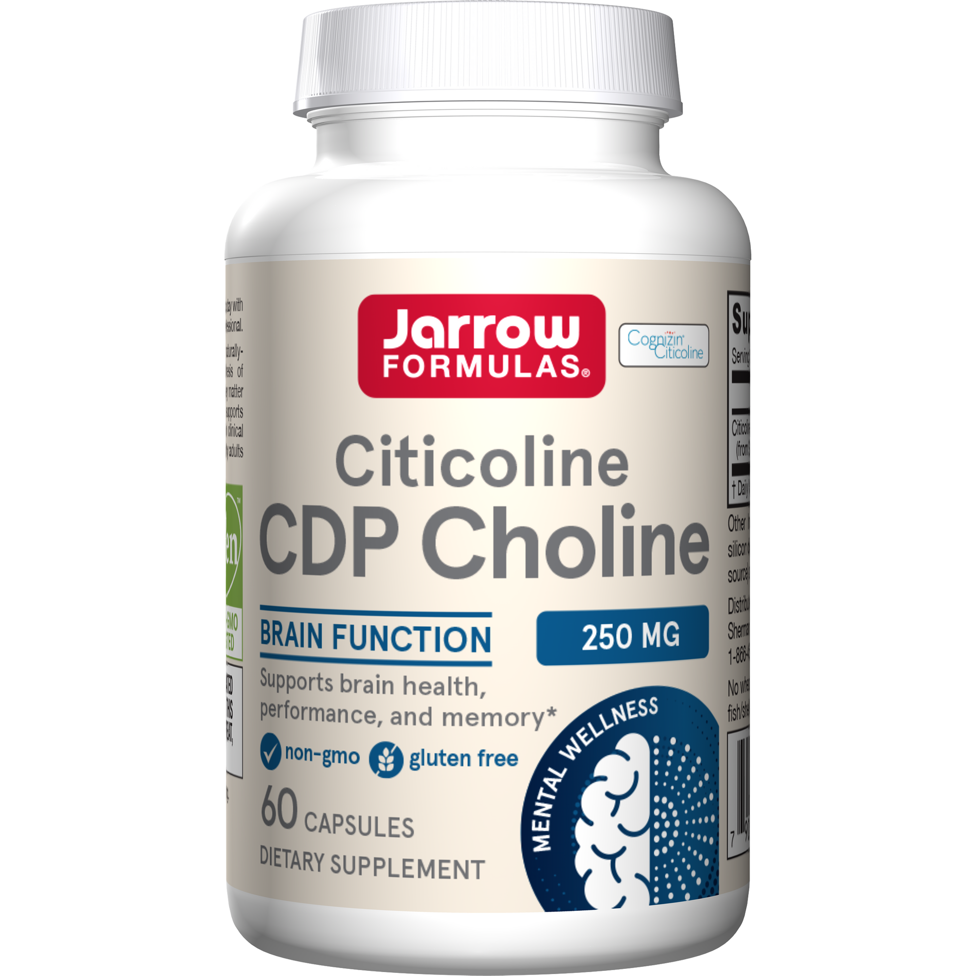 Jarrow Formulas Citicoline (CDP Choline) 250mg, Capsules 60ct Bottle