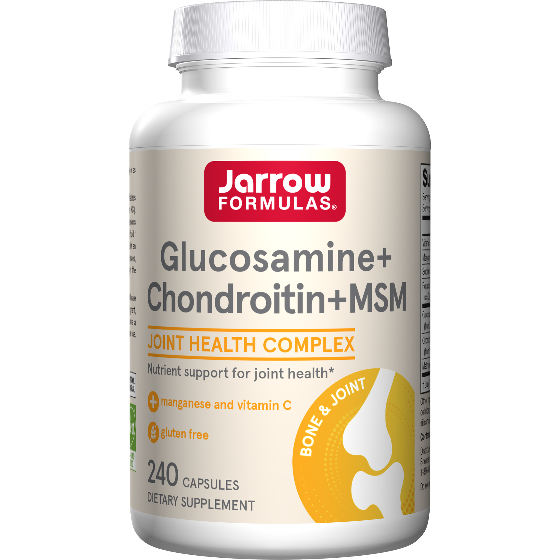 Jarrow Formulas Glucosamine + Chondroitin + MSM Capsules, 240ct Bottle
