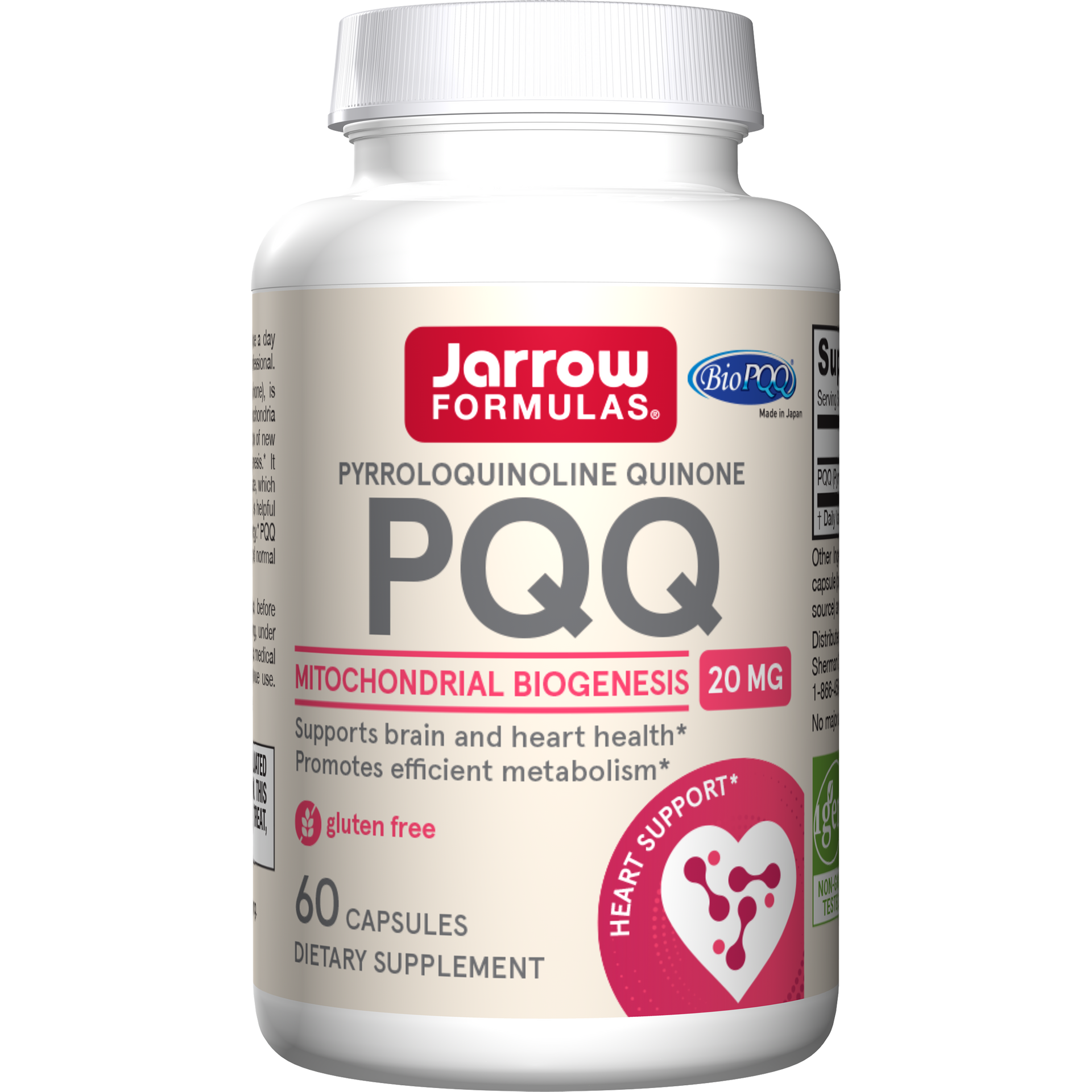 Jarrow Formulas PQQ Capsules, 20mg, 60ct Bottle