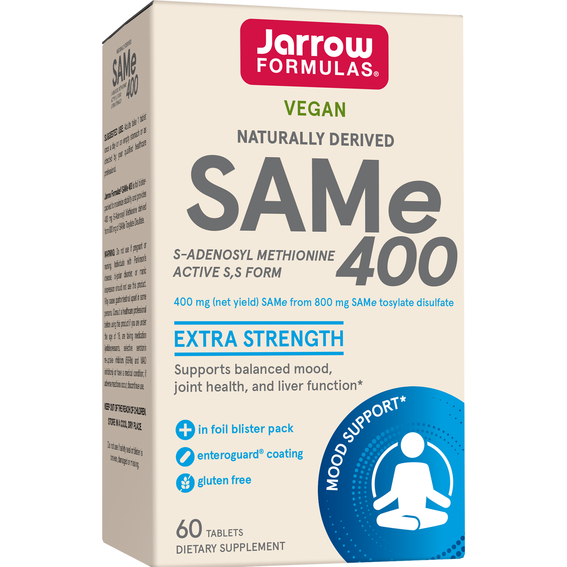 Jarrow Formulas SAMe Tablets, 400mg, 60ct Box