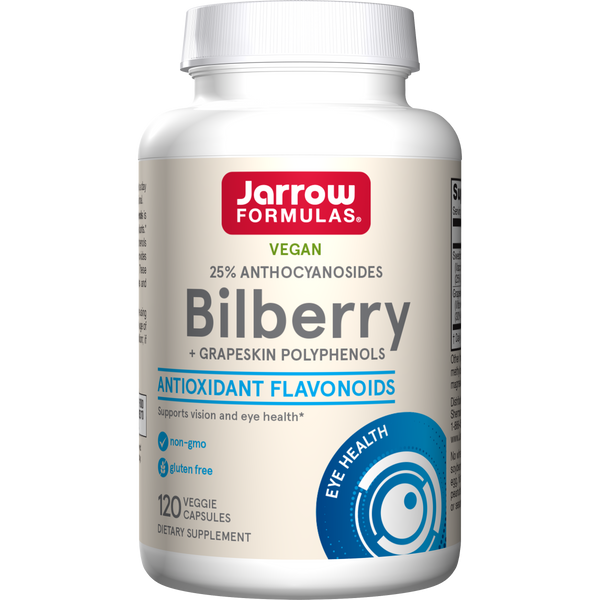 Jarrow Formulas Bilberry + Grapeskin Polyphenols, 120 Veggie Capsules Bottle
