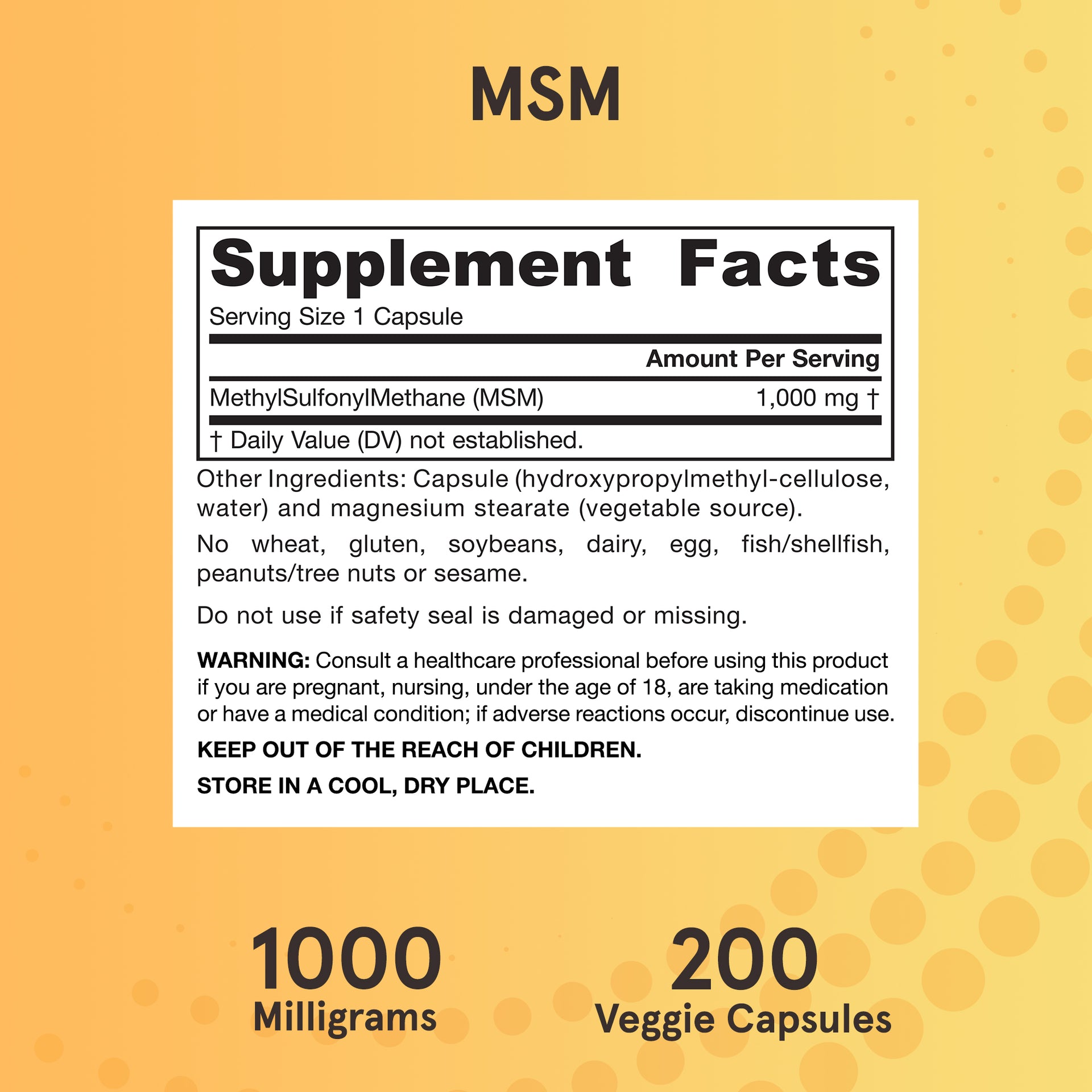 MSM - 1000mg Veggie Capsules