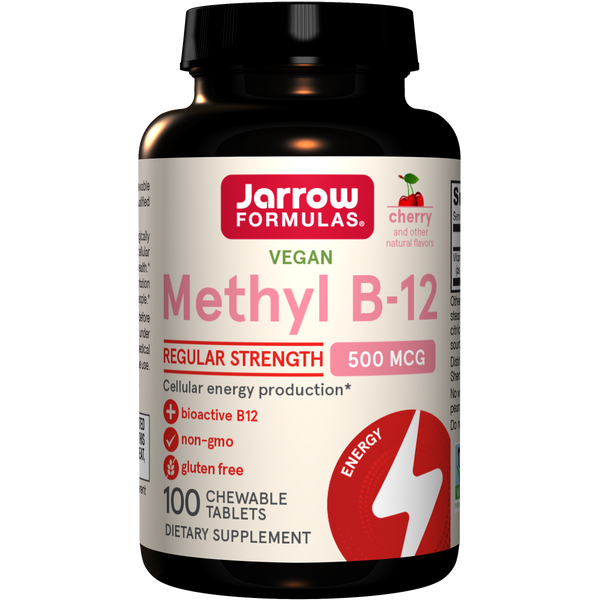 Jarrow Formulas Methyl B-12 Cherry 500 mcg, 100 Chewable Tablets Bottle