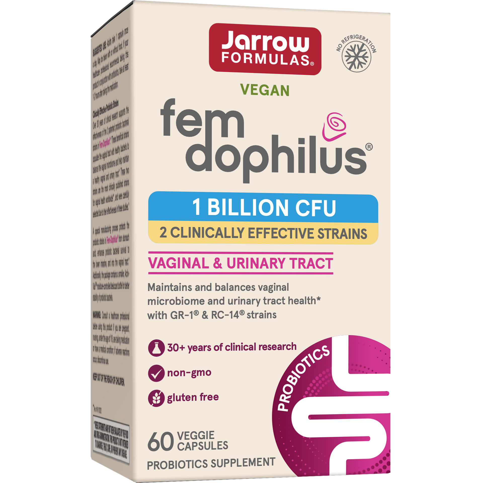 Jarrow Formulas Fem-Dophilus® Veggie Caps, 1 Billion CFU, 60ct Box