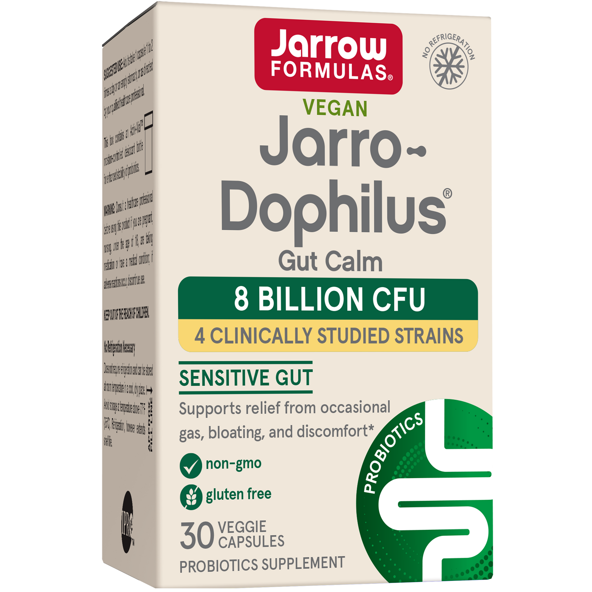 Jarrow Formulas Jarro-Dophilus® Gut Calm, 30 Delayed Release Veggie Caps Box