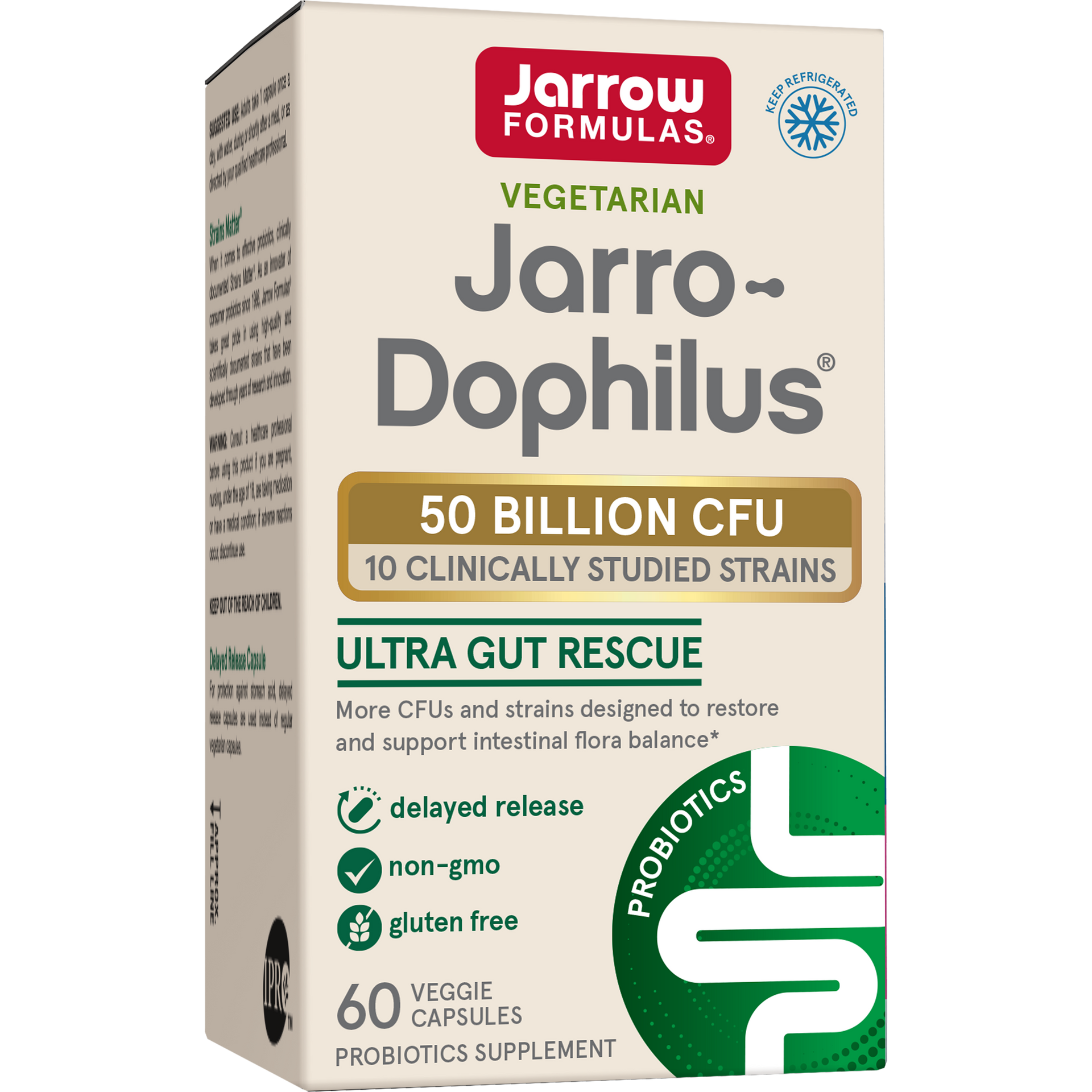Jarrow Formulas Jarro-Dophilus® Ultra 50 Billion CFU, 60 Delayed Release Veggie Caps Box