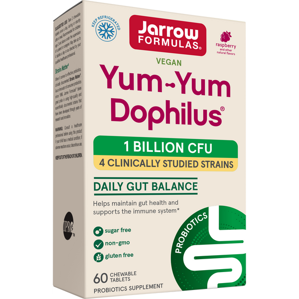 Jarrow Formulas Yum-Yum Dophilus® Natural Raspberry Chewable Tablets, 1 Billion CFU, 60ct Box